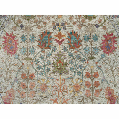 Transitional Wool & Silk Hand Knotted Rug Beige Beige 6.0X6.0 -O090257