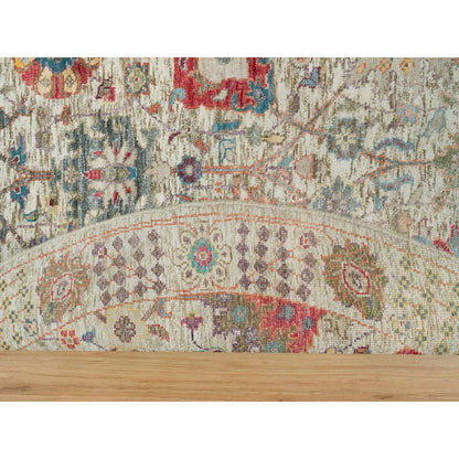 Transitional Wool & Silk Hand Knotted Rug Ivory Ivory 6.0X6.0 -O090258