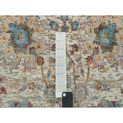 Transitional Wool & Silk Hand Knotted Rug Ivory Ivory 6.0X6.0 -O090258