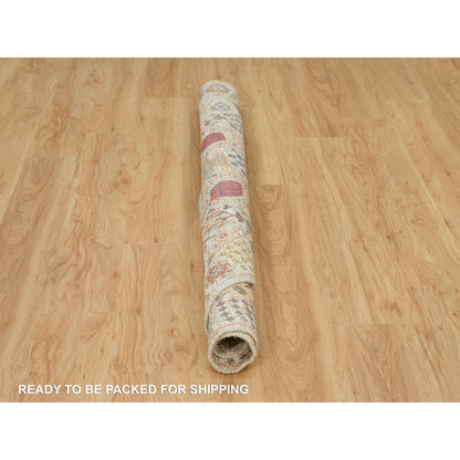 Transitional Wool & Silk Hand Knotted Rug Ivory Ivory 6.0X6.0 -O090258