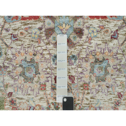 Transitional Wool & Silk Hand Knotted Rug Ivory Ivory 5.0X5.0 -O090259