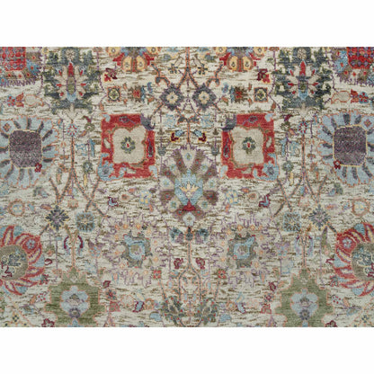 Transitional Wool & Silk Hand Knotted Rug Ivory Ivory 5.0X5.0 -O090259