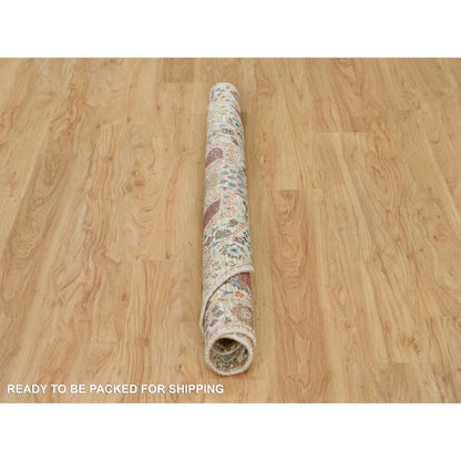 Transitional Wool & Silk Hand Knotted Rug Ivory Ivory 5.0X5.0 -O090259