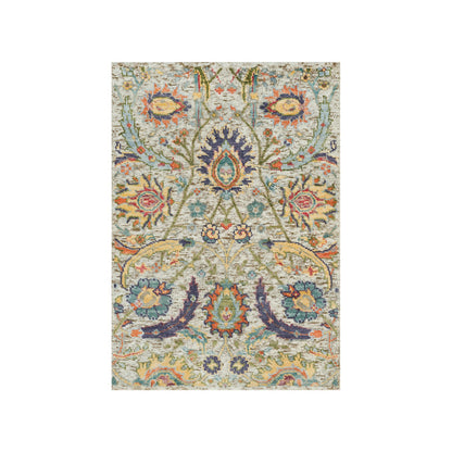 Transitional Wool & Silk Hand Knotted Rug Beige No Border 2.0X3.1 -O090263