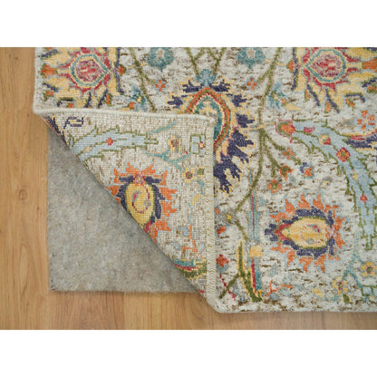 Transitional Wool & Silk Hand Knotted Rug Beige No Border 2.0X3.1 -O090263