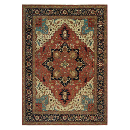 Heriz Wool Hand Knotted Rug Red Blue 9.11X14.0 -O090268