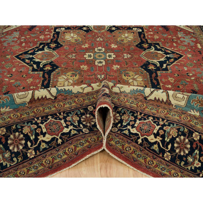 Heriz Wool Hand Knotted Rug Red Blue 9.11X14.0 -O090268