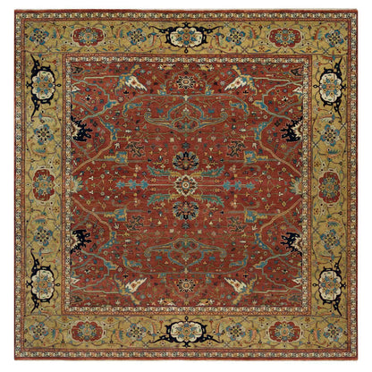 Heriz Wool Hand Knotted Rug Red Gold 10.1X10.3 -O090269