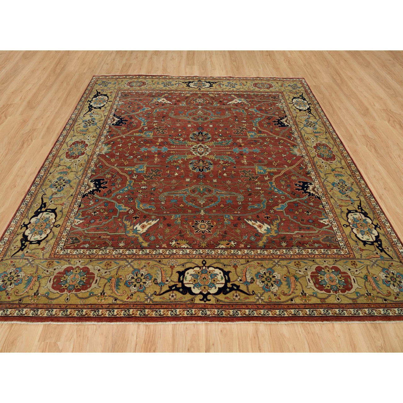 Heriz Wool Hand Knotted Rug Red Gold 10.1X10.3 -O090269