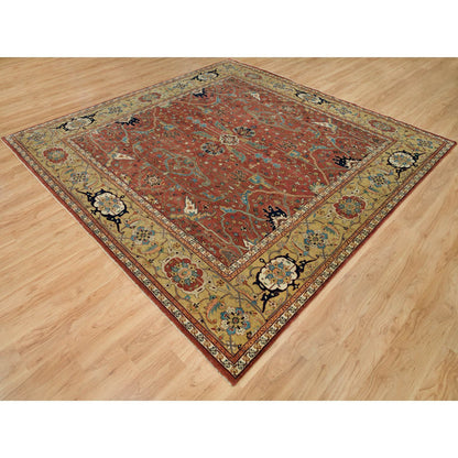 Heriz Wool Hand Knotted Rug Red Gold 10.1X10.3 -O090269