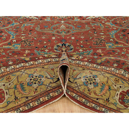 Heriz Wool Hand Knotted Rug Red Gold 10.1X10.3 -O090269