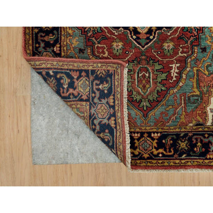 Heriz Wool Hand Knotted Rug Red Blue 2.8X22.0 -O090270