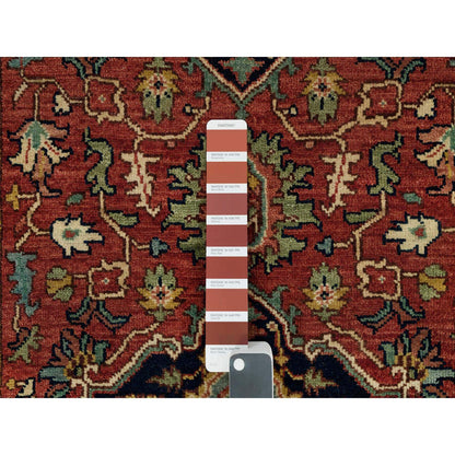 Heriz Wool Hand Knotted Rug Red Blue 2.8X22.0 -O090270