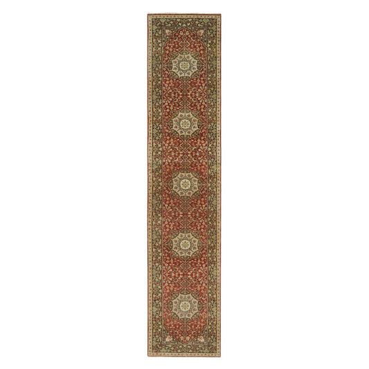 Fine Oriental Wool Hand Knotted Rug Red Brown 2.7X12.4 -O090282