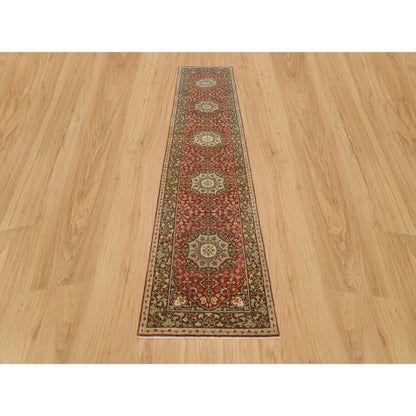 Fine Oriental Wool Hand Knotted Rug Red Brown 2.7X12.4 -O090282