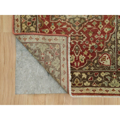 Fine Oriental Wool Hand Knotted Rug Red Brown 2.7X12.4 -O090282