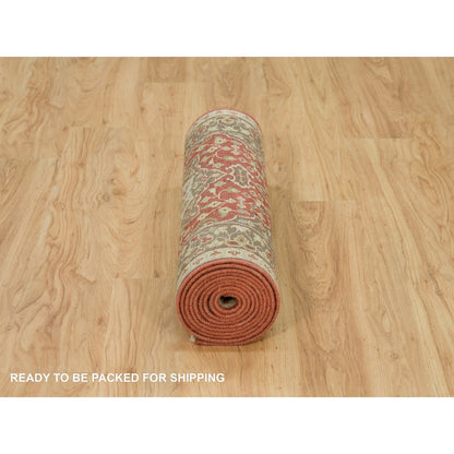 Fine Oriental Wool Hand Knotted Rug Red Brown 2.7X12.4 -O090282