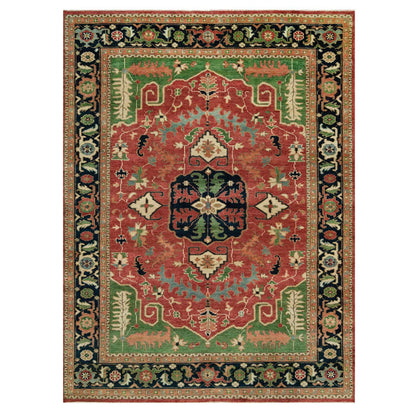 Heriz Wool Hand Knotted Rug Red Blue 9.0X12.2 -O090286