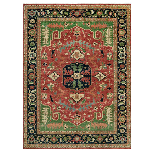 Heriz Wool Hand Knotted Rug Red Blue 9.0X12.2 -O090286