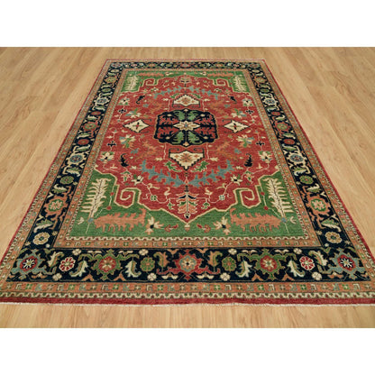 Heriz Wool Hand Knotted Rug Red Blue 9.0X12.2 -O090286
