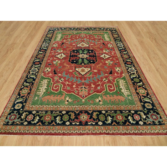 Heriz Wool Hand Knotted Rug Red Blue 9.0X12.2 -O090286