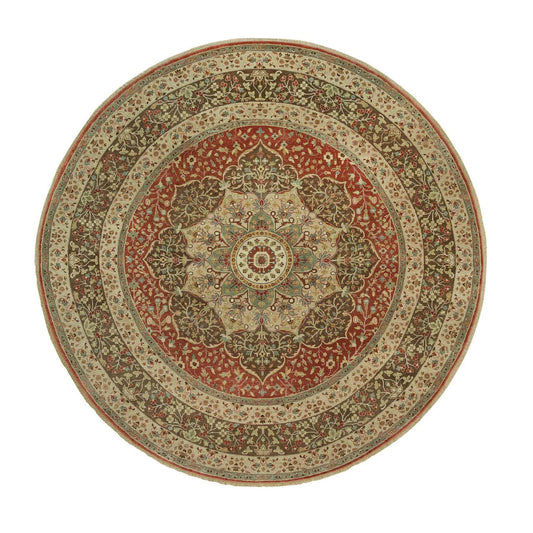 Fine Oriental Wool Hand Knotted Rug Red Brown 10.0X10.0 -O090287