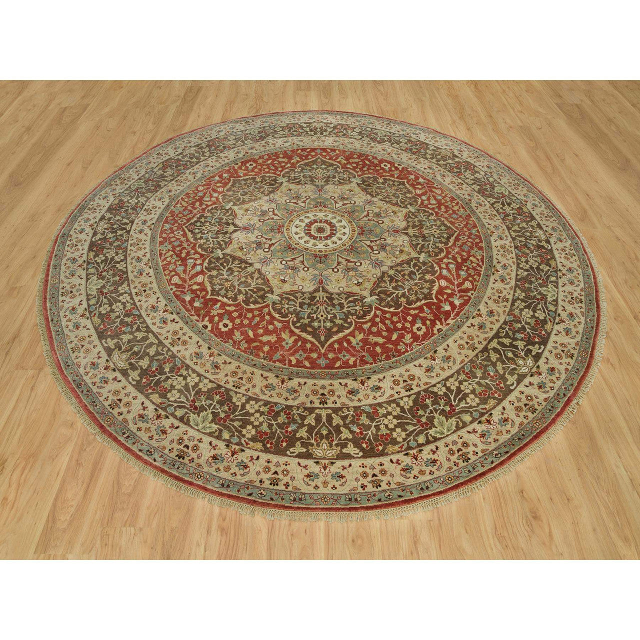 Fine Oriental Wool Hand Knotted Rug Red Brown 10.0X10.0 -O090287