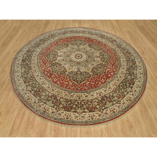 Fine Oriental Wool Hand Knotted Rug Red Brown 10.0X10.0 -O090287