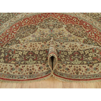 Fine Oriental Wool Hand Knotted Rug Red Brown 10.0X10.0 -O090287