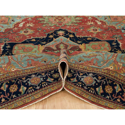 Heriz Wool Hand Knotted Rug Red Blue 10.1X10.2 -O090288