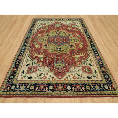 Heriz Wool Hand Knotted Rug Red Blue 8.9X12.0 -O090289