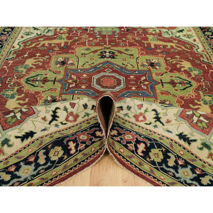 Heriz Wool Hand Knotted Rug Red Blue 8.9X12.0 -O090289