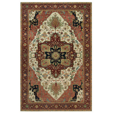 Heriz Wool Hand Knotted Rug Ivory Red 11.9X18.2 -O090291