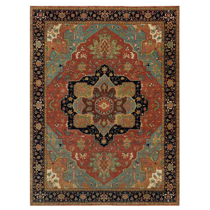 Heriz Wool Hand Knotted Rug Red Blue 9.2X12.1 -O090295
