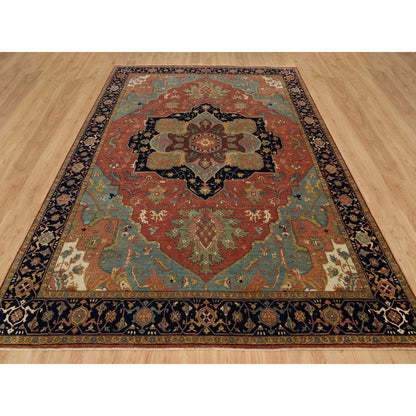 Heriz Wool Hand Knotted Rug Red Blue 9.2X12.1 -O090295