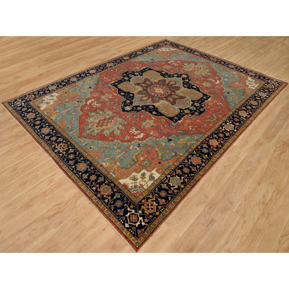 Heriz Wool Hand Knotted Rug Red Blue 9.2X12.1 -O090295
