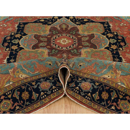 Heriz Wool Hand Knotted Rug Red Blue 9.2X12.1 -O090295