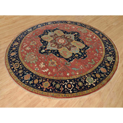 Heriz Wool Hand Knotted Rug Red Blue 13.11X13.11 -O090297