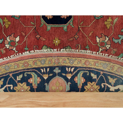 Heriz Wool Hand Knotted Rug Red Blue 13.11X13.11 -O090297