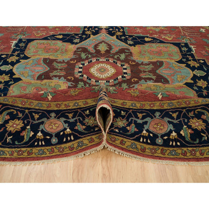 Heriz Wool Hand Knotted Rug Red Blue 13.11X13.11 -O090297