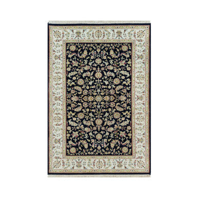 Fine Oriental Wool Hand Knotted Rug Blue Ivory 4.10X7.2 -O090308