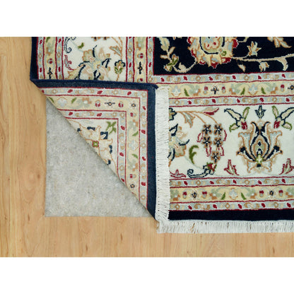 Fine Oriental Wool Hand Knotted Rug Blue Ivory 7.9X10.0 -O090316