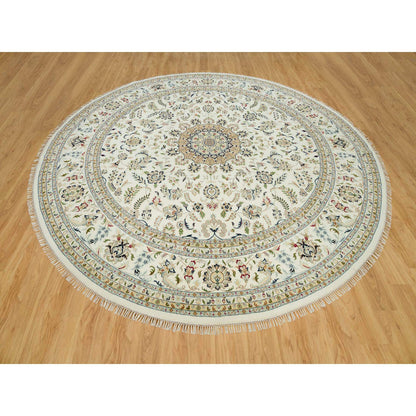 Fine Oriental Wool Hand Knotted Rug Ivory Ivory 12.0X12.0 -O090329