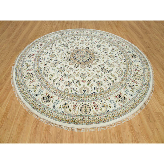 Fine Oriental Wool Hand Knotted Rug Ivory Ivory 12.0X12.0 -O090329