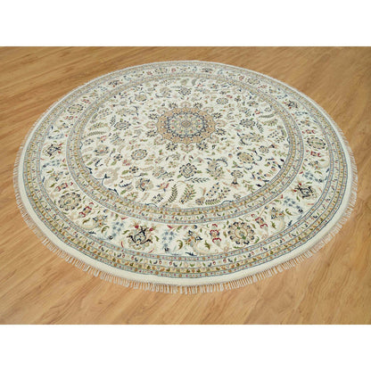 Fine Oriental Wool Hand Knotted Rug Ivory Ivory 12.0X12.0 -O090329