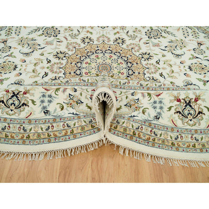 Fine Oriental Wool Hand Knotted Rug Ivory Ivory 12.0X12.0 -O090329