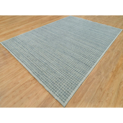 Modern and Contemporary Wool Hand Loomed Rug Blue No Border 9.11X13.9 -O090335