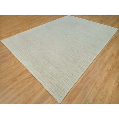 Modern and Contemporary Wool Hand Loomed Rug Ivory No Border 10.0X13.9 -O090341