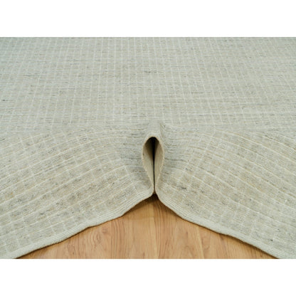 Modern and Contemporary Wool Hand Loomed Rug Ivory No Border 10.0X13.9 -O090341