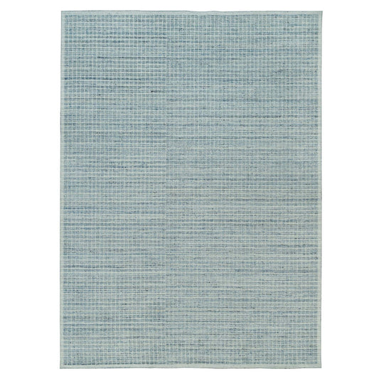 Modern and Contemporary Wool Hand Loomed Rug Blue No Border 10.0X13.9 -O090353